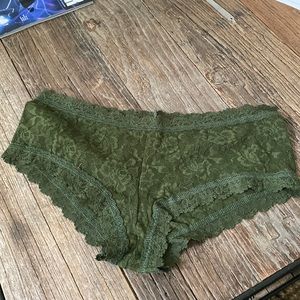 NEW Hanky Panky Lace Boy Short Olive Green Medium